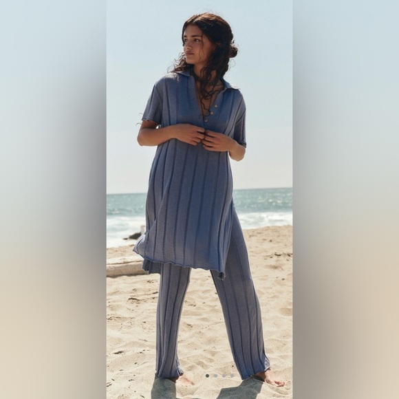 Free People Pants - NWT Free People XS Paloma Sweater Pant Set in Blue Suede 2 Piece Set New $108
